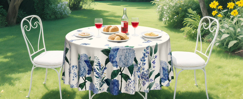 Round Tablecloth, Summer Tablecloths Polyester Waterproof Stain Wrinkle Free, Indoor and Outdoor Table Cover for Kitchen Party Dining Table